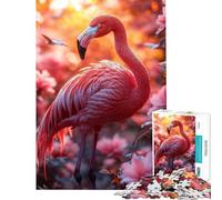 Puzzle per ragazzi da 1000 pezzi con fenicottero in un paradiso floreale gioco pratico e stimolante ideale come regalo taglio di precisione (dimensioni 38x26cm)
