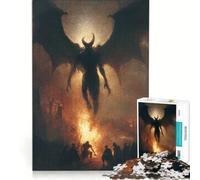 Puzzle per ragazzi da 1000 pezzi con figura demoniaca sopra la città, gioco educativo, decorazione da parete, compleanno e Natale 38x52cm