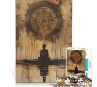 Puzzle per ragazzi da 1000 pezzi con figura meditativa e mandala antistress di difficoltà elevata adatto come decorazione da scrivania 38x52cm