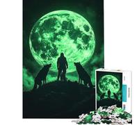 Puzzle per ragazzi da 1000 pezzi con figura solitaria e lupi che ululano alla luna Giocattolo educativo gioco impossibile taglio di precisione regalo di Babbo Natale segreto (dimensioni 38x26cm)
