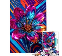 Puzzle per ragazzi da 1000 pezzi con fiore metallico su sfondo geometrico astratto gioco rompicapo per adulti analisi e logica regalo per amici e familiari (dimensioni 38x26cm)