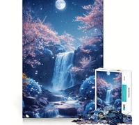 Puzzle per ragazzi da 1000 pezzi con fiori di ciliegio,luna giapponese e bordi pulitiGioco di risoluzione dei problemi,divertente,gioco lento,divertente,compleanno,gioco artistico (38x26cm)