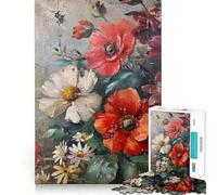 Puzzle per ragazzi da 1000 pezzi con fiori e papaveri in fiore,incastro perfetto,gioco creativo,attività per il tempo libero,regalo di Natale 38x26cm