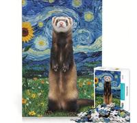 Puzzle per ragazzi da 1000 pezzi con furetto in un paesaggio notturno stellato, gioco impossibile, divertente antistress, ideale come regalo 38x26cm