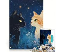 Puzzle per ragazzi da 1000 pezzi con gatti sotto le stelle, decorazione da parete, passatempo ideale per le vacanze, regalo di compleanno, regalo di viaggio 50x75cm
