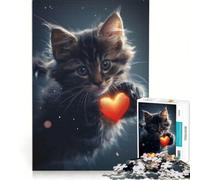 Puzzle per ragazzi da 1000 pezzi con gattini e amore radioso giocattolo educativo migliora la memoria con poster abbinato e foglio di curiosità 38x26cm