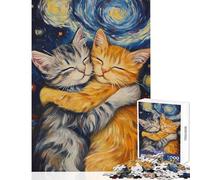 Puzzle per ragazzi da 1000 pezzi con gattini in un abbraccio stellato Puzzle per adulti giocattolo decorativo da parete attività divertenti di analisi e logica da fare a casa (dimensioni 38x26cm)