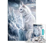 Puzzle per ragazzi da 1000 pezzi con gatto bianco e castello di Frozen giochi per tutta la famiglia gioco stimolante ottimo regalo per chi ama giocare e alleviare lo stress (dimensioni 38x52cm)
