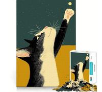 Puzzle per ragazzi da 1000 pezzi con gatto che cerca di raggiungere la stella,gioco a incastro,gioco cognitivo,divertente e facile da usare,regalo di Natale (38x52cm)