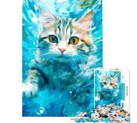 Puzzle per ragazzi da 1000 pezzi con gatto curioso e soggetto sottomarino gioco educativo e stimolante per il relax in famiglia regalo di compleanno (dimensioni 38x26cm)