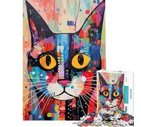 Puzzle per ragazzi da 1000 pezzi con gatto divertente e arte astratta Puzzle da 1000 pezzi per la decorazione della casa giocattoli di analisi e logica compleanno (38x52cm)
