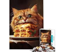 Puzzle per ragazzi da 1000 pezzi con gatto e lasagna Un gioco avvincente per coltivare la pazienza un rompicapo perfetto per decorare e regalare cose divertenti (dimensioni 50x75cm)