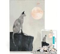 Puzzle per ragazzi da 1000 pezzi con gatto e luna, pittura digitale, giochi educativi, attività divertenti da fare a casa, ideale come regalo 38x52cm