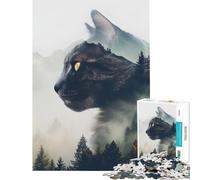 Puzzle per ragazzi da 1000 pezzi con gatto foresta e montagna Gioco per famiglie Giocattolo avvincente per coltivare la pazienza Ottimo regalo per chi ama giocare e migliorare la memoria (50x75cm)