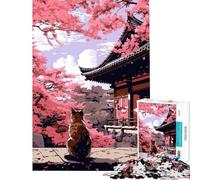 Puzzle per ragazzi da 1000 pezzi con gatto giardino zen e pixel art Gioco stimolante per tutta la famiglia ideale per migliorare la memoria e come regalo di Babbo Natale segreto (dimensioni 38x52cm)