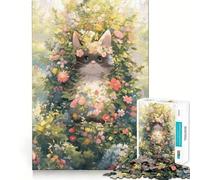 Puzzle per ragazzi da 1000 pezzi con gatto in fiore,grafica di alta qualità,gioco che stimola la concentrazione,ideale per i momenti di relax,regalo di Natale 38x52cm