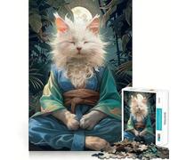 Puzzle per ragazzi da 1000 pezzi con gatto,monaco,meditazione,mistico,pezzi a incastro,logica,giocattolo divertente,tranquillo,divertente,compleanno,arte (50x75cm)