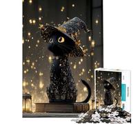 Puzzle per ragazzi da 1000 pezzi con gatto nero e cappello da strega Giocattolo avvincente per coltivare la pazienza Gioco per famiglie adatto anche alle coppie Ottimo regalo per gli amanti del gioco