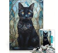 Puzzle per ragazzi da 1000 pezzi con gatto nero e tecnica Kintsugi, gioco rilassante, di analisi e logica, per migliorare l'amore tra le coppie 38x26cm
