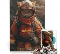 Puzzle per ragazzi da 1000 pezzi con gatto, pompiere e vigile del fuoco, giocattolo fai da te, taglio di precisione, con pezzi di forma casuale completamente ad incastro 38x52cm