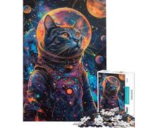 Puzzle per ragazzi da 1000 pezzi con gatto spaziale e astronauta Difficile e stimolante con elementi di analisi e logica Giocattolo decorativo per la casa adatto a ragazzi dai 14 anni in su (38x52cm)