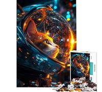 Puzzle per ragazzi da 1000 pezzi con gatto spaziale e astronauta difficile e stimolante da appendere al muro gioco per famiglie dai 14 anni in su (50x75cm)