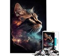 Puzzle per ragazzi da 1000 pezzi con gatto spaziale e stella celeste sfida educativa decorazione per la casa gioco educativo per ragazzi dai 14 anni in su (38x26cm)