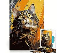 Puzzle per ragazzi da 1000 pezzi con gatto,stile vintage,incastro perfetto,gioco stimolante per la mente,divertimento e svago,regalo di Natale (38x26cm)