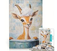 Puzzle per ragazzi da 1000 pezzi con gazzella nella vasca da bagno, decorazione da parete, per divertimento in famiglia, regalo di compleanno, regalo di viaggio 38x52cm