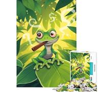 Puzzle per ragazzi da 1000 pezzi con geco rilassante con sigaro gioco educativo e stimolante ideale per il relax in famiglia e come regalo di compleanno (dimensioni 38x52cm)