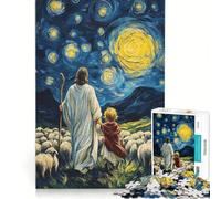 Puzzle per ragazzi da 1000 pezzi con Gesù Bambino e pecore in una notte stellata decorazione da parete gioco impegnativo e stimolante regalo perfetto 38x52cm