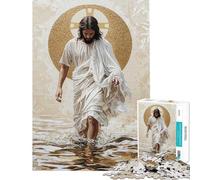 Puzzle per ragazzi da 1000 pezzi con Gesù che cammina sull'acqua gioco interattivo per adulti decorazione da parete ideale come regalo per tutta la famiglia (dimensioni 38x52cm)