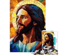 Puzzle per ragazzi da 1000 pezzi con Gesù Cristo in stile vetrata giochi per famiglie modelli da assemblare regali di Natale e compleanno (dimensioni 38x52cm)