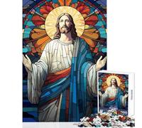 Puzzle per ragazzi da 1000 pezzi con Gesù Cristo in stile vetrata gioco educativo per famiglie giocattolo didattico ottimo regalo per gli appassionati di videogiochi (38x52cm)