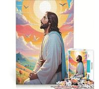 Puzzle per ragazzi da 1000 pezzi con Gesù Cristo in tema pastorale antistress sfida impegnativa per rafforzare l'amore tra le coppie 38x52cm