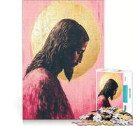 Puzzle per ragazzi da 1000 pezzi con Gesù e sole dorato decorazione da parete gioco impegnativo e stimolante regalo perfetto 38x52cm