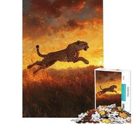Puzzle per ragazzi da 1000 pezzi con ghepardo che salta al tramonto ideale per compleanni e Natale Giocattolo per rafforzare i ricordi decorazione da parete Adatto a persone dai 14 anni in su