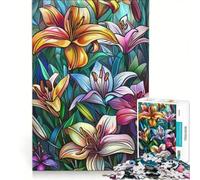 Puzzle per ragazzi da 1000 pezzi con gigli colorati, antistress, di difficoltà elevata, ideale come decorazione da scrivania 50x75cm