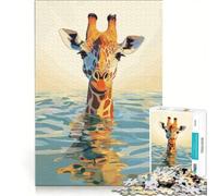 Puzzle per ragazzi da 1000 pezzi con giraffa nell'acqua, arte digitale, giocattolo educativo, per divertimento in famiglia, compleanno e Natale 50x75cm