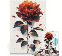 Puzzle per ragazzi da 1000 pezzi con girasole rosso fuoco, gioco pratico, ideale per passare il tempo durante le vacanze, con poster abbinato e foglio di curiosità 50x75cm
