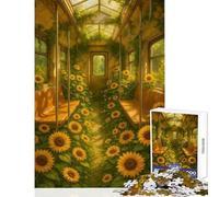 Puzzle per ragazzi da 1000 pezzi con girasoli e vagone della metropolitana gioco educativo un'opera d'arte giocattolo decorativo da parete rilassante e stimolante per la mente (38x52cm)