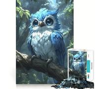 Puzzle per ragazzi da 1000 pezzi con gufo blu appollaiato su un ramo,disegno preciso dai bordi,gioco divertente per la concentrazione,momento di relax,regalo di Natale rilassante 50x75cm