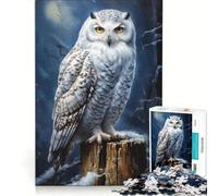 Puzzle per ragazzi da 1000 pezzi con gufo delle nevi artico, antistress, sfida impegnativa, per rafforzare l'amore tra le coppie 38x52cm