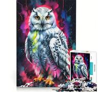 Puzzle per ragazzi da 1000 pezzi con gufo delle nevi e acquerello giocattolo antistress corsa di velocità manuale per rafforzare l'amore tra le coppie 38x52cm