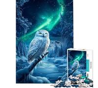Puzzle per ragazzi da 1000 pezzi con gufo delle nevi sotto l'aurora boreale gioco per famiglie ideale per le vacanze a casa per passare il tempo regali di Natale e compleanno (dimensioni 38x26cm)