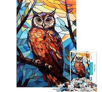 Puzzle per ragazzi da 1000 pezzi con gufo e vetrata artistica sfida educativa decorazione per la casa gioco educativo per ragazzi dai 14 anni in su (38x52cm)