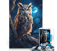 Puzzle per ragazzi da 1000 pezzi con gufo nel bosco di notte gioco rilassante decorazione per la casa adatto per la scrivania 38x52cm