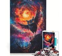Puzzle per ragazzi da 1000 pezzi con gufo nel cielo notturno gioco rilassante per genitori e figli sfida unica 38x52cm