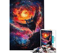 Puzzle per ragazzi da 1000 pezzi con gufo nel cielo notturno Puzzle per adulti giochi divertenti corsa di velocità interazione genitore-figlio (dimensioni 50x75cm)