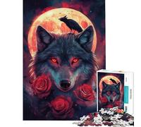 Puzzle per ragazzi da 1000 pezzi con i lupi della luna rossa taglio di precisione interazione genitore-figlio rompicapo gioco per famiglie 38x26cm